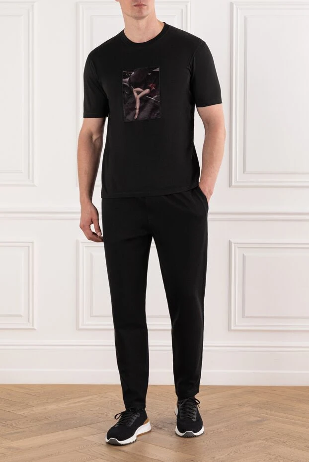 Limitato black cotton t-shirt with an art photo print 190832 - photo 2