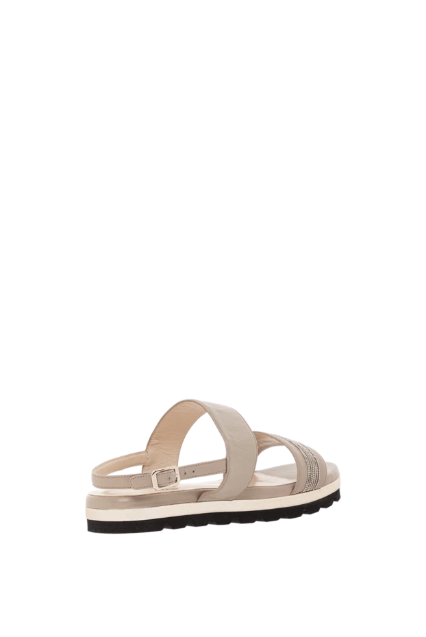 Panicale women's beige leather sandals with decoration 190834 - photo 3