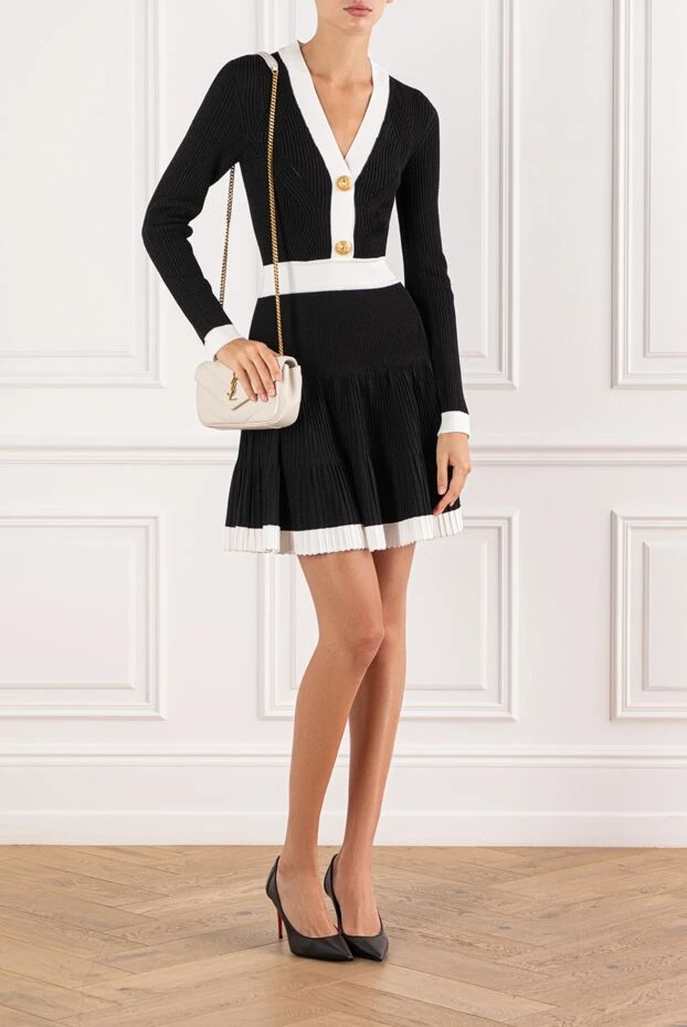 Balmain a jersey dress with white contrasting inserts and gold buttons 190836 - photo 2