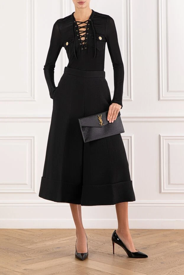 Balmain блуза из тонкого ребристого джерси со шнуровкой черная

 190838 - фото 2