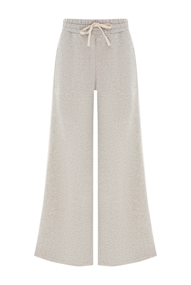 Люрексі бар әйелдерге арналған сұр кең аяқты спорттық шалбар - фото 1