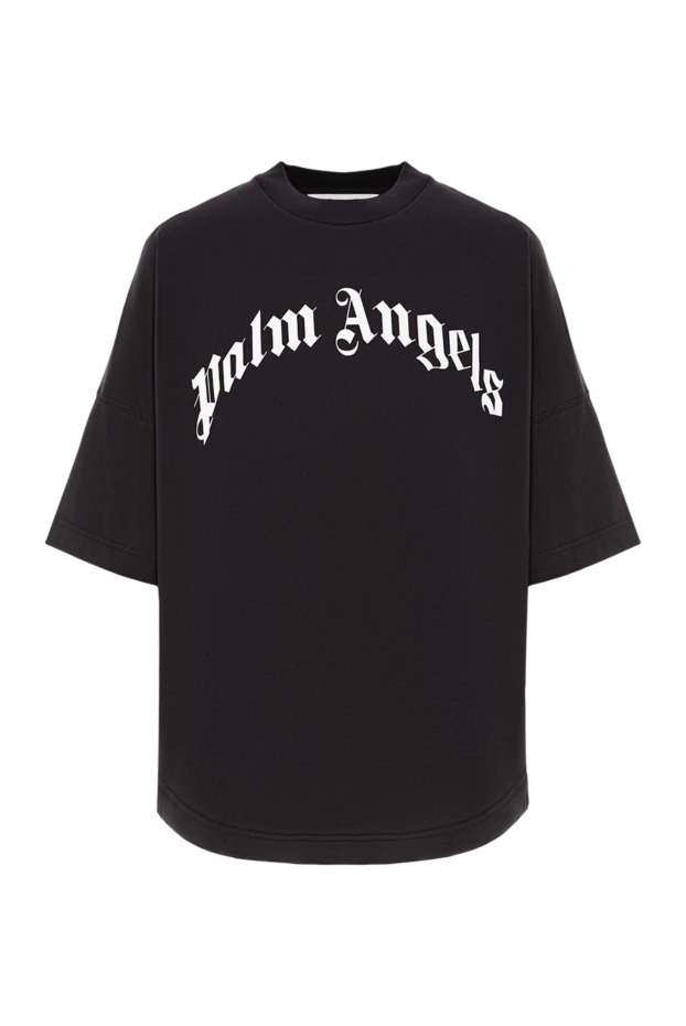 Black oversized T-shirt made of thick cotton with a contrasting print - photo 1