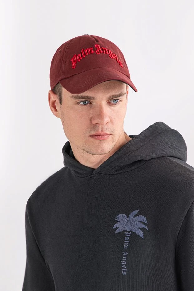 Palm Angels бейсболка хлопковая бордовая с рельефной вышивкой 190850 - фото 2