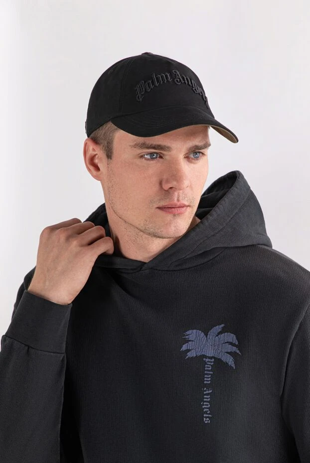 Palm Angels бейсболка хлопковая чёрная с объёмной вышивкой 190851 - фото 2
