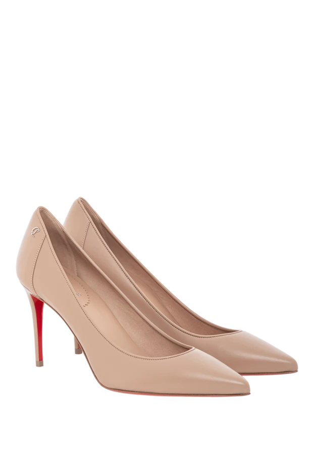 Christian Louboutin изящные бежевые туфли sporty kate в городском стиле из кожи ягненка наппа 190864 - фото 3