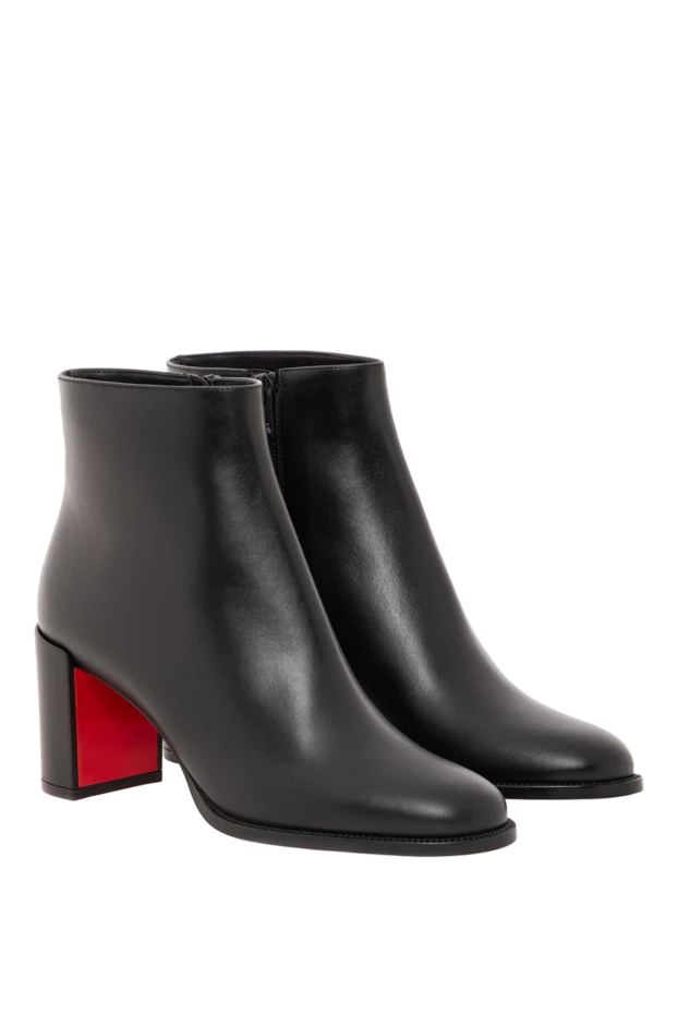 Christian Louboutin женские ботильоны adoxa 70 из чёрной телячьей кожи с акцентом красного цвета 190867 - фото 3