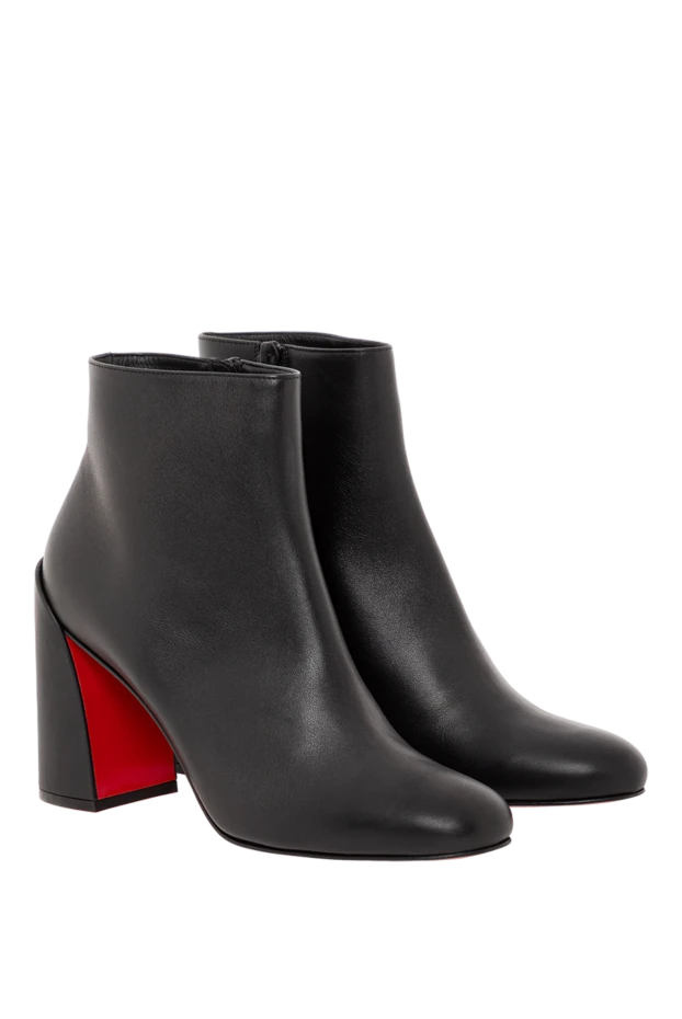 Christian Louboutin женские ботильоны adoxa 85 из чёрной телячьей кожи с акцентом красного цвета 190868 - фото 3