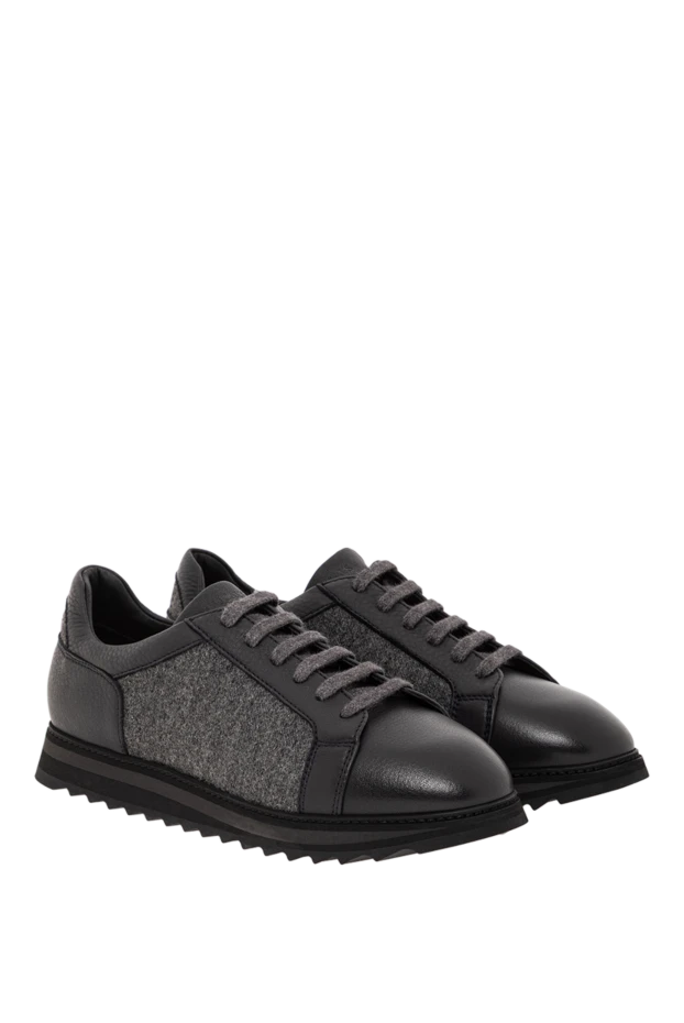 Doucal`s кроссовки из кожи и шерсти в графитовом тоне 190870 - фото 3