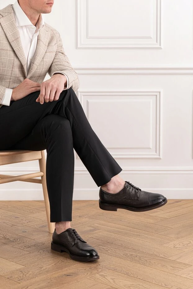 Doucal`s классические туфли дерби из натуральной кожи черные 190871 - фото 2