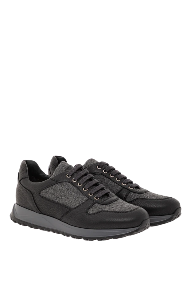 Doucal`s кроссовки с шерстяными вставками и кожаными элементами черные 190872 - фото 3