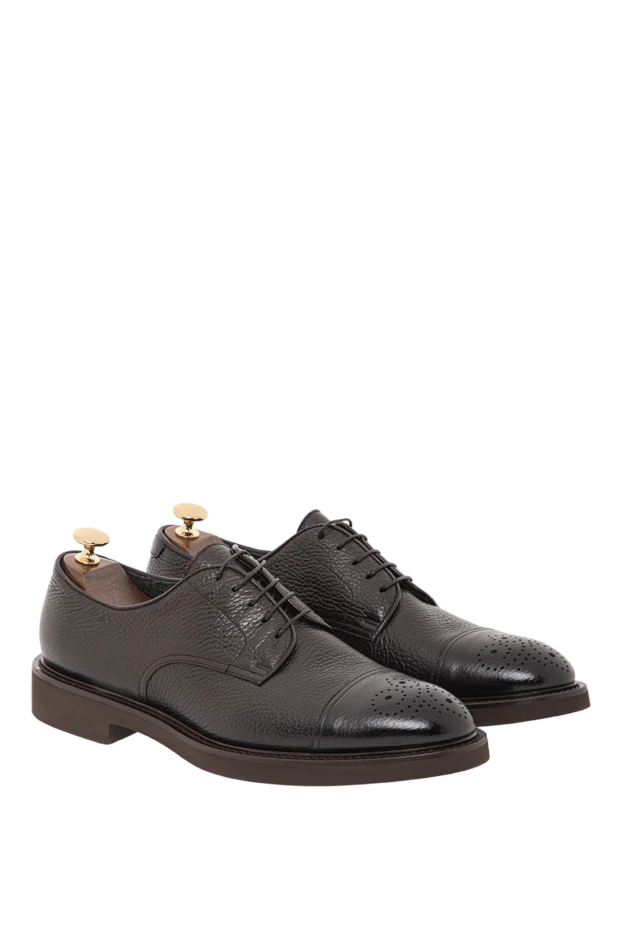 Doucal`s черные дерби из зернистой кожи с перфорацией на мысе 190874 - фото 3