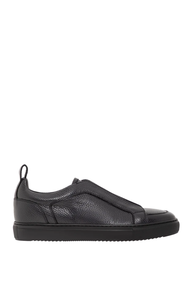 Men's leather slip-ons with elastic inserts, black
- photo 1