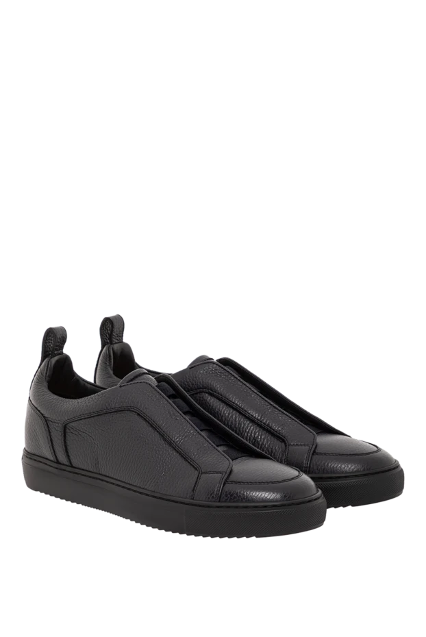 Doucal`s мужские кожаные слипоны с эластичными вставками черные
 190876 - фото 3