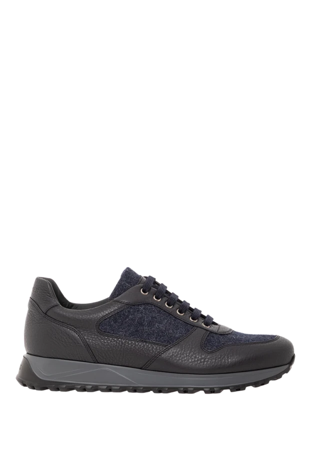 Көк тоқыма панельдері бар қара кроссовкалар - фото 1