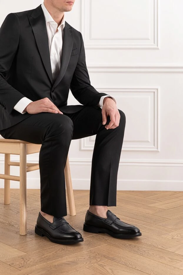 Doucal`s қара түсті былғарыдан тоқылған бау бар 190879 - фото 2