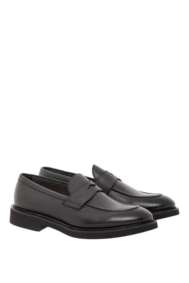 Doucal`s лоферы черные кожаные с перемычкой на подъеме 190879 - фото 3