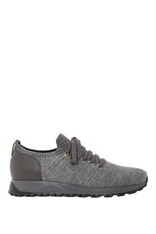 Кроссовки серые из вязаного текстиля с кожаным задником
- фото 1