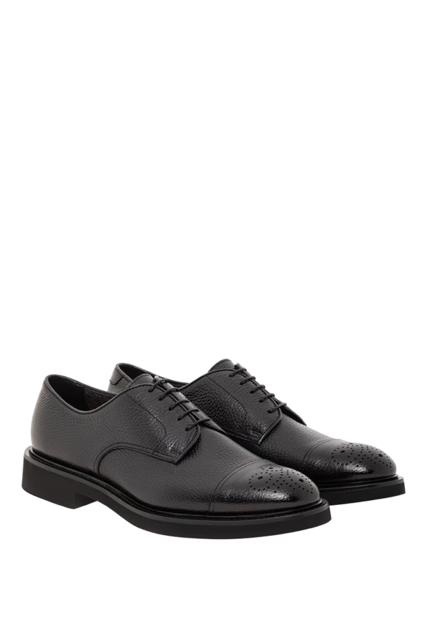 Doucal`s кожаные дерби черные с перфорированным мыском 190882 - фото 3