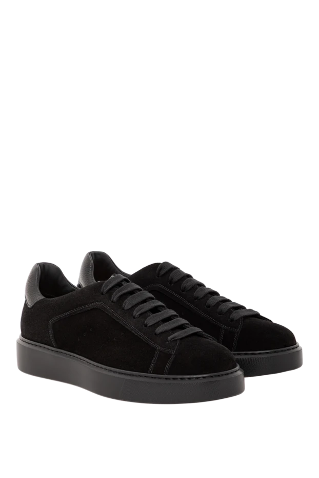 Doucal`s кроссовки из замши в черном цвете со вставкой из кожи 190883 - фото 3