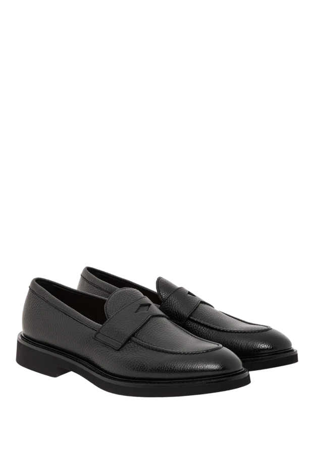 Doucal`s лоферы черные фактурные кожаные в стиле classic 190884 - фото 3