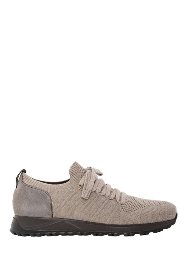 Кроссовки вязаные бежевые с кожаным задником на черной подошве
- фото 1