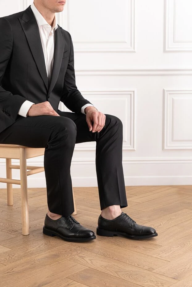 Doucal`s классические дерби из зернистой кожи с глянцевым носком 190894 - фото 2