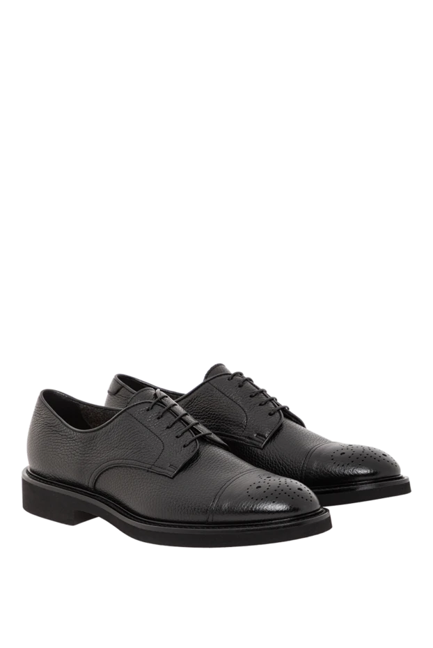 Doucal`s мужские дерби кожаные черные с декоративной перфорацией 190895 - фото 3