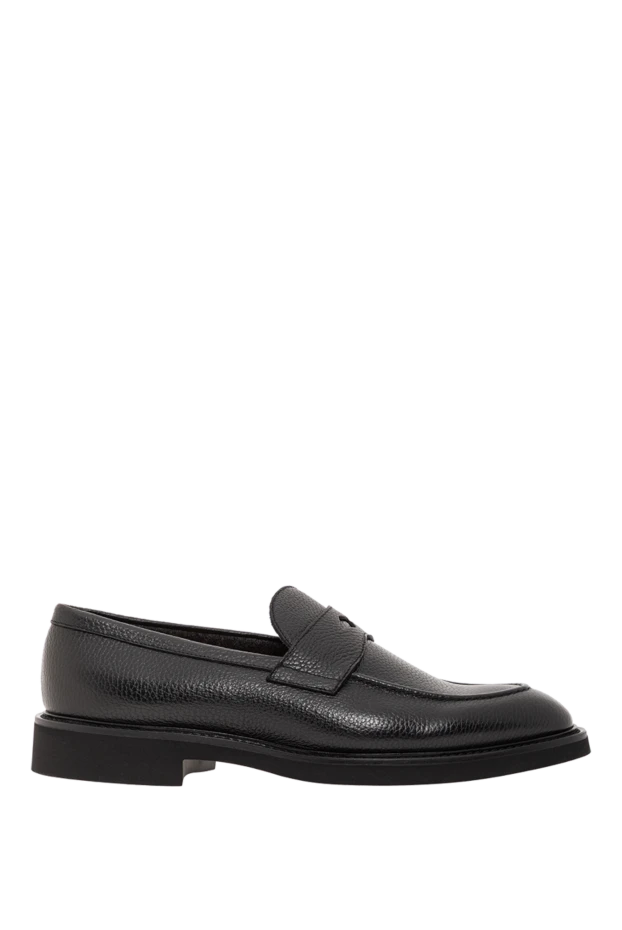 Classic black loafers made of genuine leather with a leather insert
- photo 1