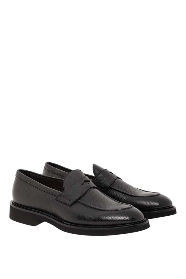 Doucal`s классические черные лоферы из натуральной кожи с кожаной вставкой
 190898 - фото 3