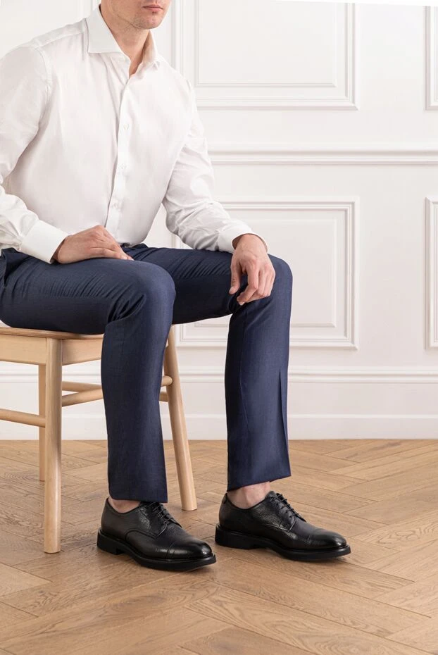 Doucal`s чёрные дерби из зернистой кожи с закрытой шнуровкой
 190900 - фото 2