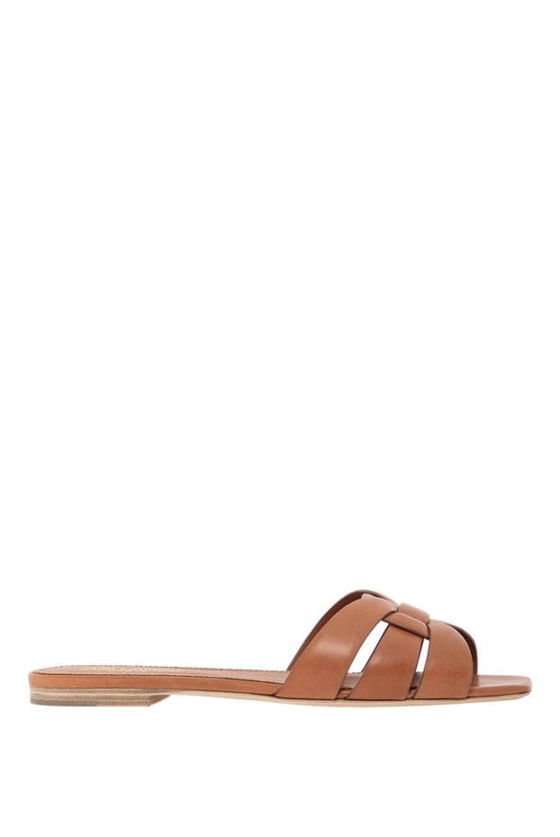 Әйелдер Трибьюті қоңыр түсті тегіс былғары қашырлар - фото 1