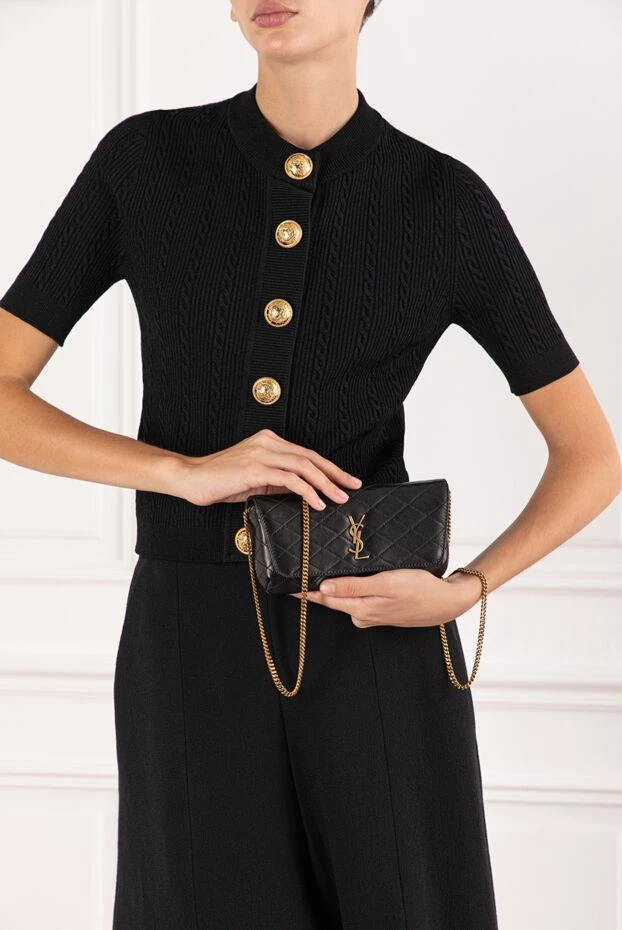 Черный клатч Gaby из гладкой стеганой кожи - фото 2