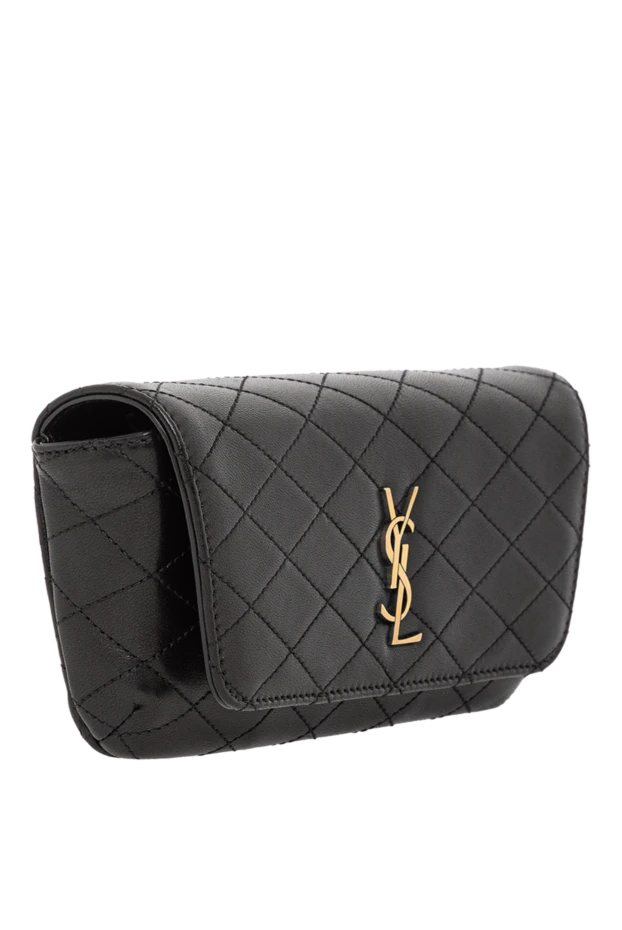Saint Laurent черный клатч gaby из гладкой стеганой кожи 190905 - фото 3
