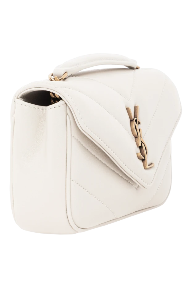 Saint Laurent мини сумка на цепочке loulou из кожи ягнёнка белая 190908 - фото 3