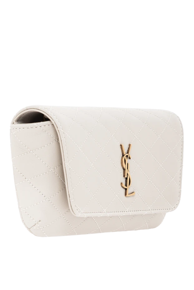 Saint Laurent стеганая сумка для телефона gaby белая женская 190911 - фото 3