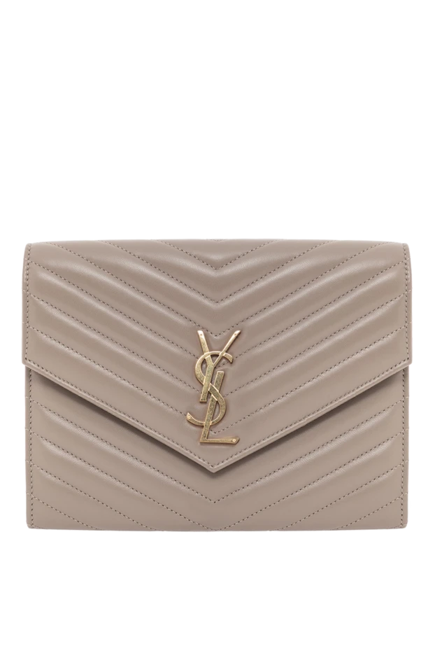 Saint Laurent cassandre brown quilted lambskin clutch 190914 - photo 1
