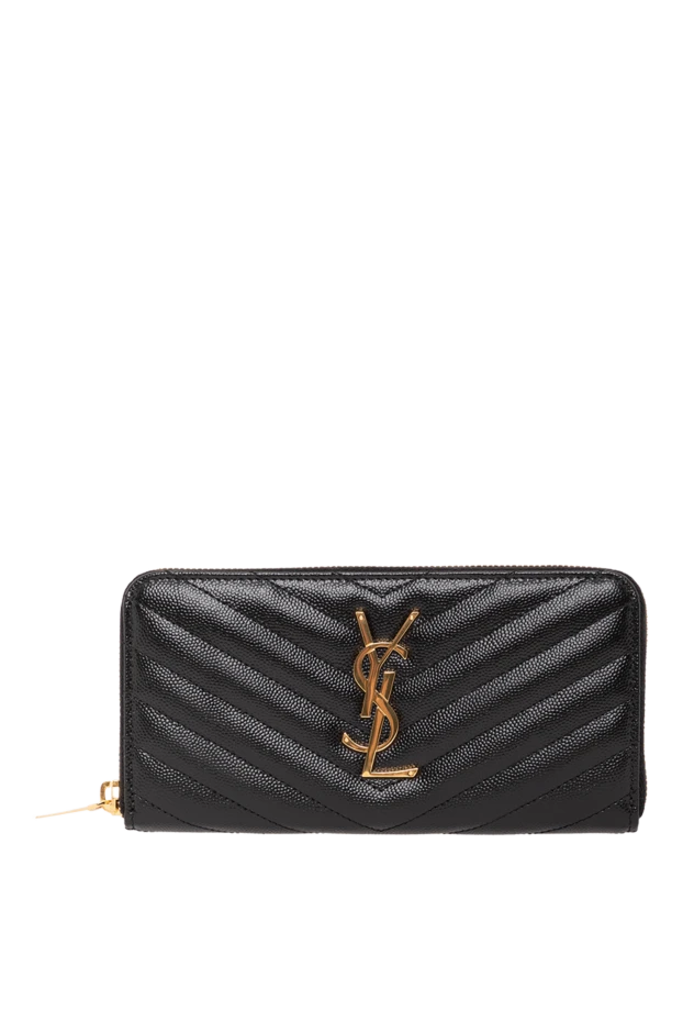 Saint Laurent кошелек cassandre женский черній на молнии из кожи 190919 - фото 1