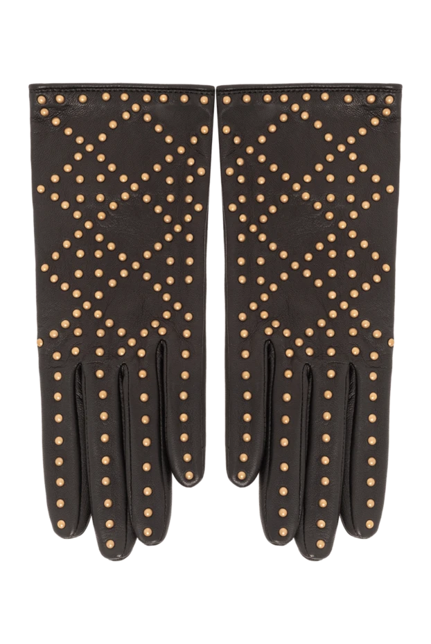 Әйелдердің қара түсті былғары қолғаптары алтын шпилькалары бар
- фото 1