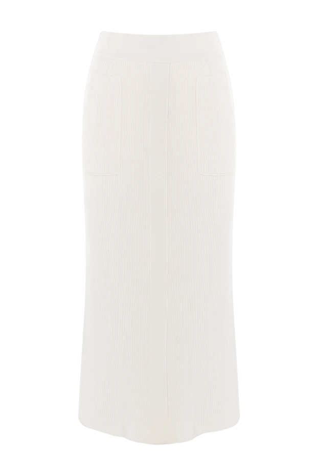 Белая юбка миди из шерсти шелка и кашемира в рельефный рубчик
- фото 1