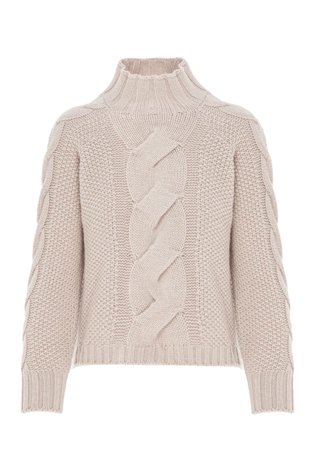 Бежевый жүннен, жібектен және кашемирден жасалған көлемді кабель тоқылған секіргіш - фото 1