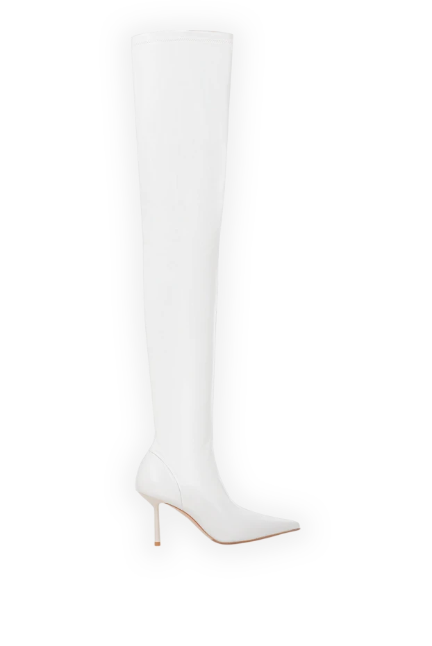 White thigh-high pointed toe boots - photo 1