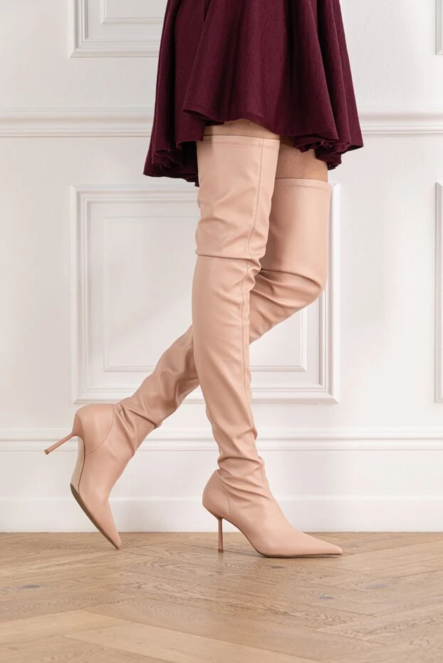 Beige thigh-high boots - photo 2