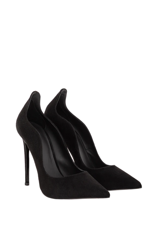 Le Silla туфли ivy черного цвета из замши и телячьей кожи 190963 - фото 3