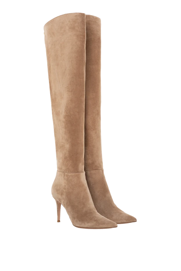 Gianvito Rossi жұқа өкшесі бар бежевый күдері етік 190966 - фото 3