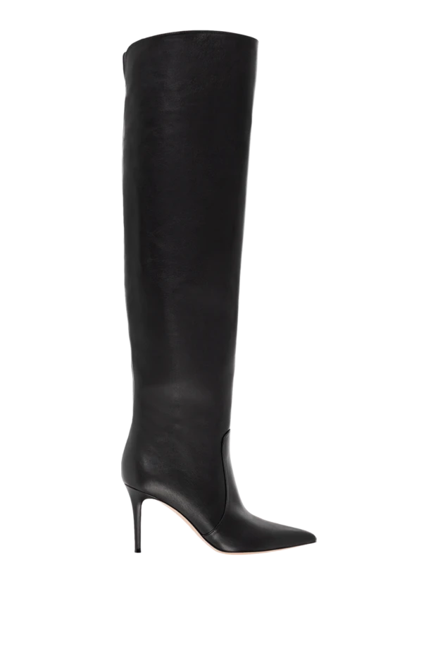 Остроносые черные ботфорты Hansen Cuissard из кожи наппа - фото 1