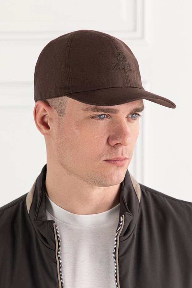 Loro Piana коричневая льняная бейсболка с вышитым логотипом 190968 - фото 3