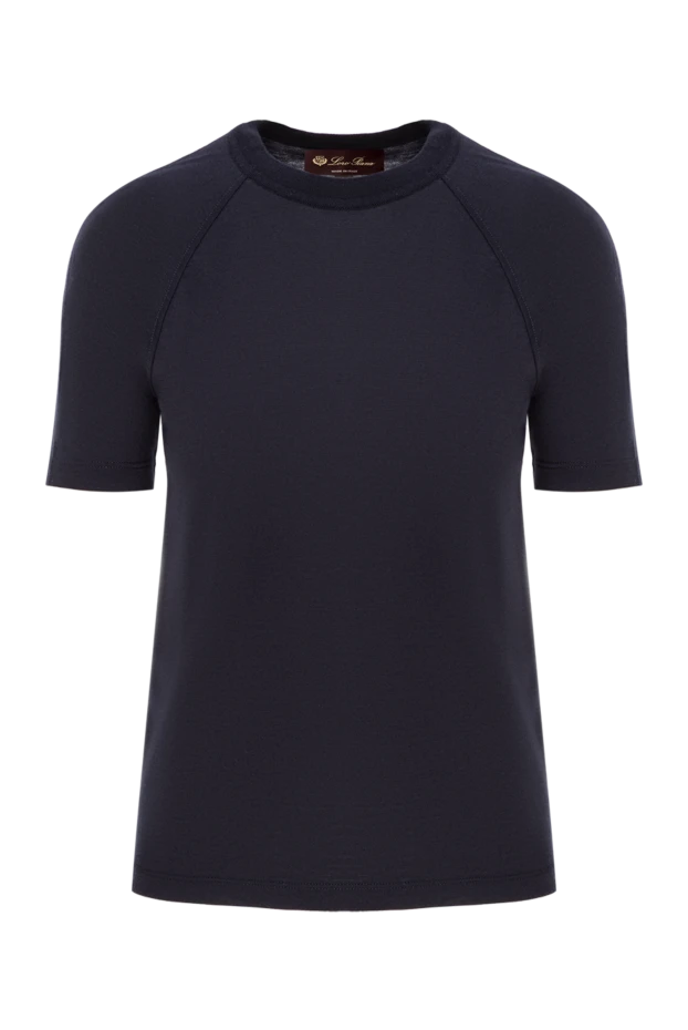 Темно-синяя футболка из мягкого трикотажа с коротким рукавом - фото 1