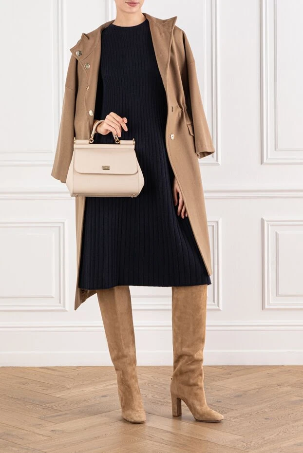 Loro Piana платье из кашемира в рубчик черное с расклешенным силуэтом 190971 - фото 2