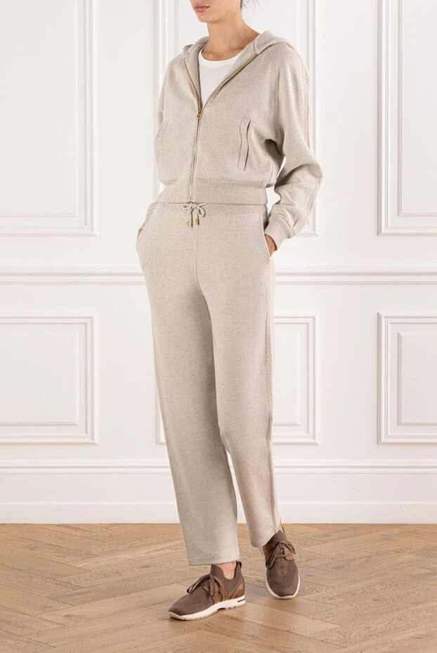 Loro Piana легкий бежевый спортивный костюм из конопли и кашемира с капюшоном
190973 - фото 2