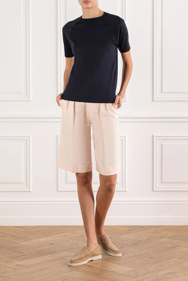 Loro Piana женские шорты из льна и шерсти в нежном персиковом оттенке 190974 - фото 2